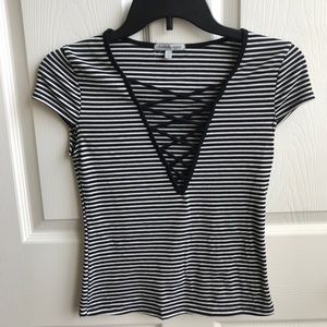 V Neck Striped top XS